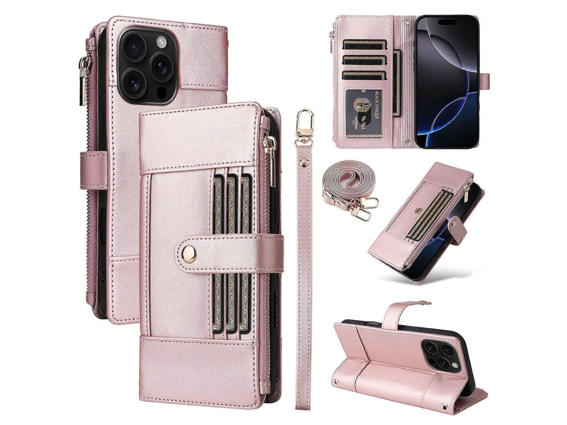Alça Transversal Com Zíper E Bloqueio Rfid, Capa De Couro Para Celular