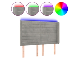 Cabeceira de Cama com Luzes Led Veludo Cinza Claro MAISON EXCLUSIVE (147x16x118 cm)