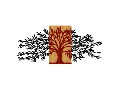 Decoração em Metal e Madeira Árvore 5 In Metal Madeira Preto Marrom 100X1,8X50 Cm EPIKASA
