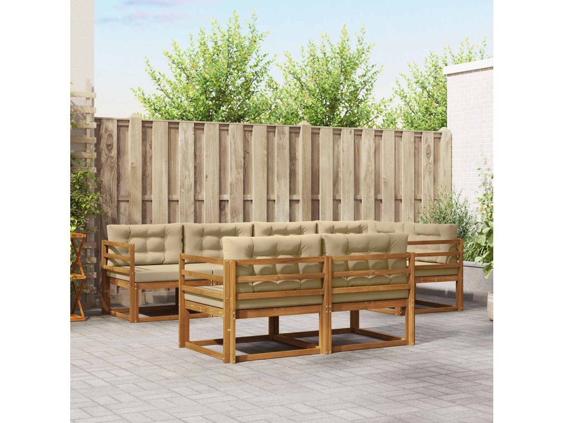 Vidaxl Conjunto De Sofás Para Exterior 8 Unid. Natural E Bege