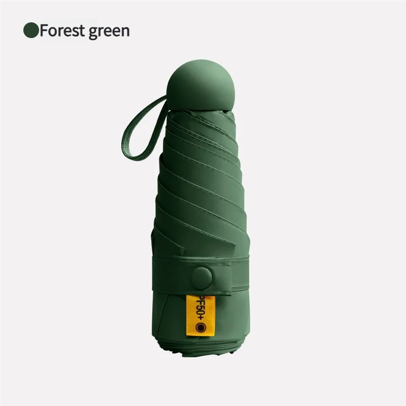 Mini Guarda chuva Cápsula, 5 Dobras, 6 Varetas, Proteção Solar Upf50+, Proteção Uv MDUG (verde)