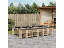 Vidaxl 13 Pcs Conj. Jantar Jardim C/ Almofadões Vime Pe Bege Misturado