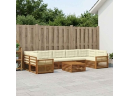 Vidaxl Conjunto De Sofás Para Exterior 8 Unid. Natural E Creme