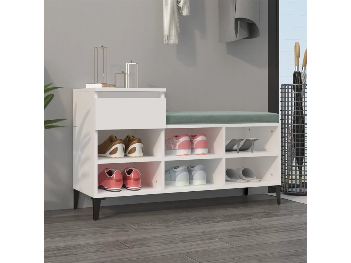 Vidaxl Sapateira 102x36x60 Cm Derivados De Madeira Branco