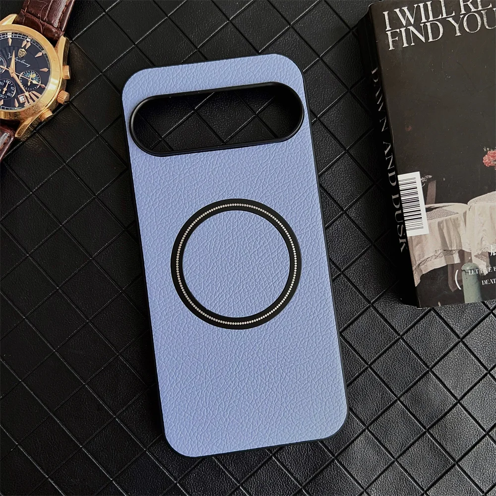 (roxo, Google Pixel 6 Pro) Capa De Couro Com Textura Litchi, À Prova De Choque, Carregamento Sem Fio Magnético