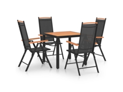 Vidaxl 5 Pcs Conjunto De Jantar Para Jardim Alumínio Preto