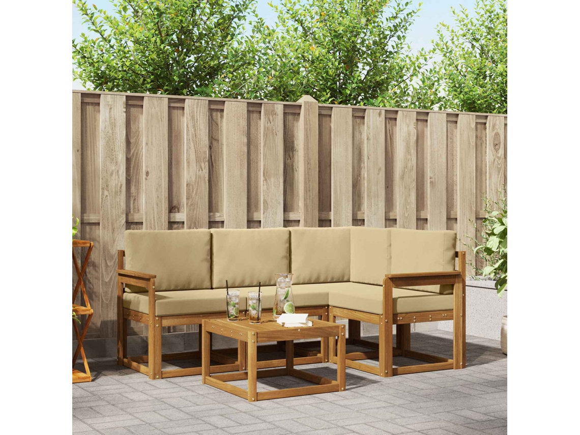 Vidaxl Conjunto De Sofás Para Exterior 5 Unid. Natural E Bege