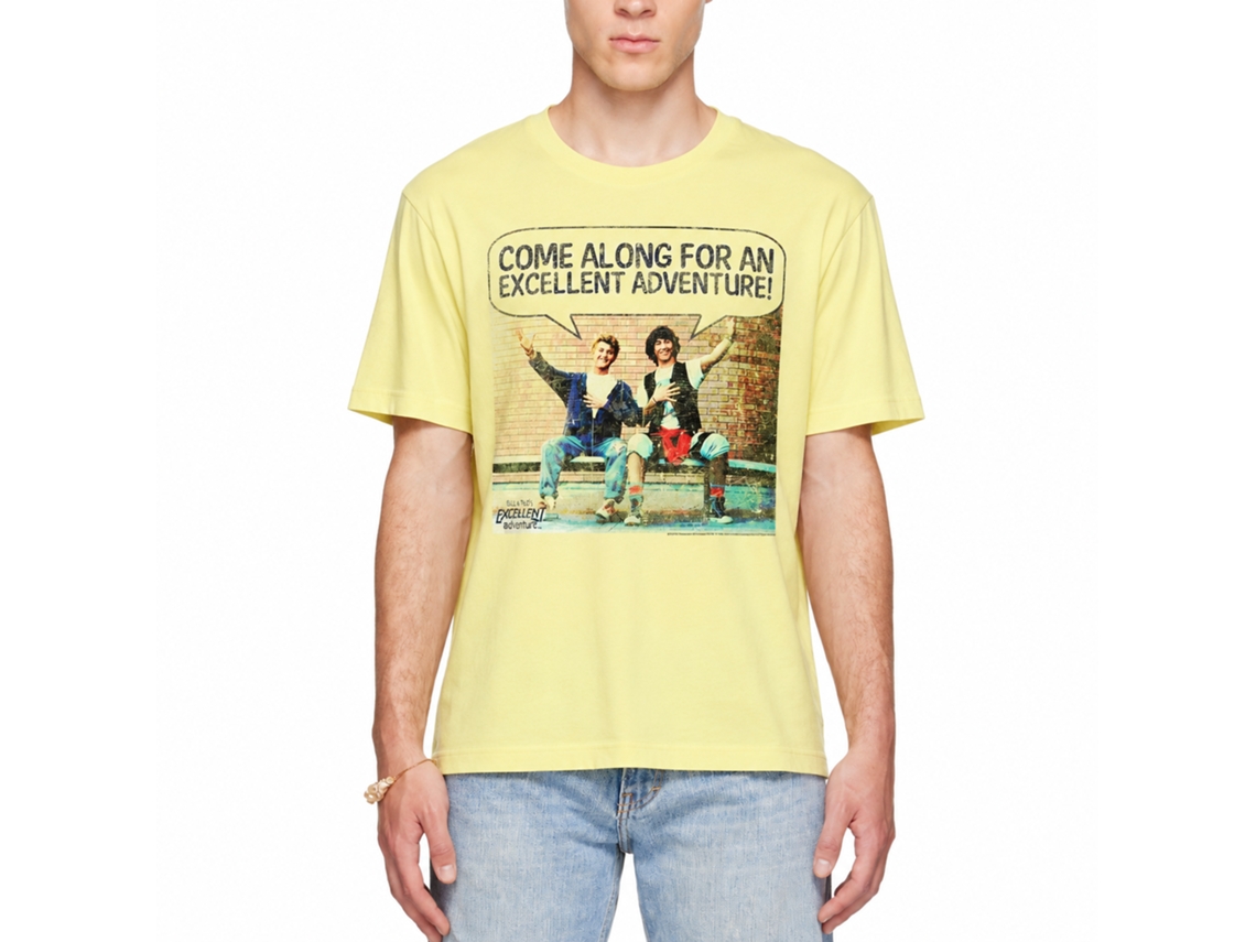 Rockinstone Bill And Ted Come Along Heather Yellow Adult T-shirt Size:xxxl