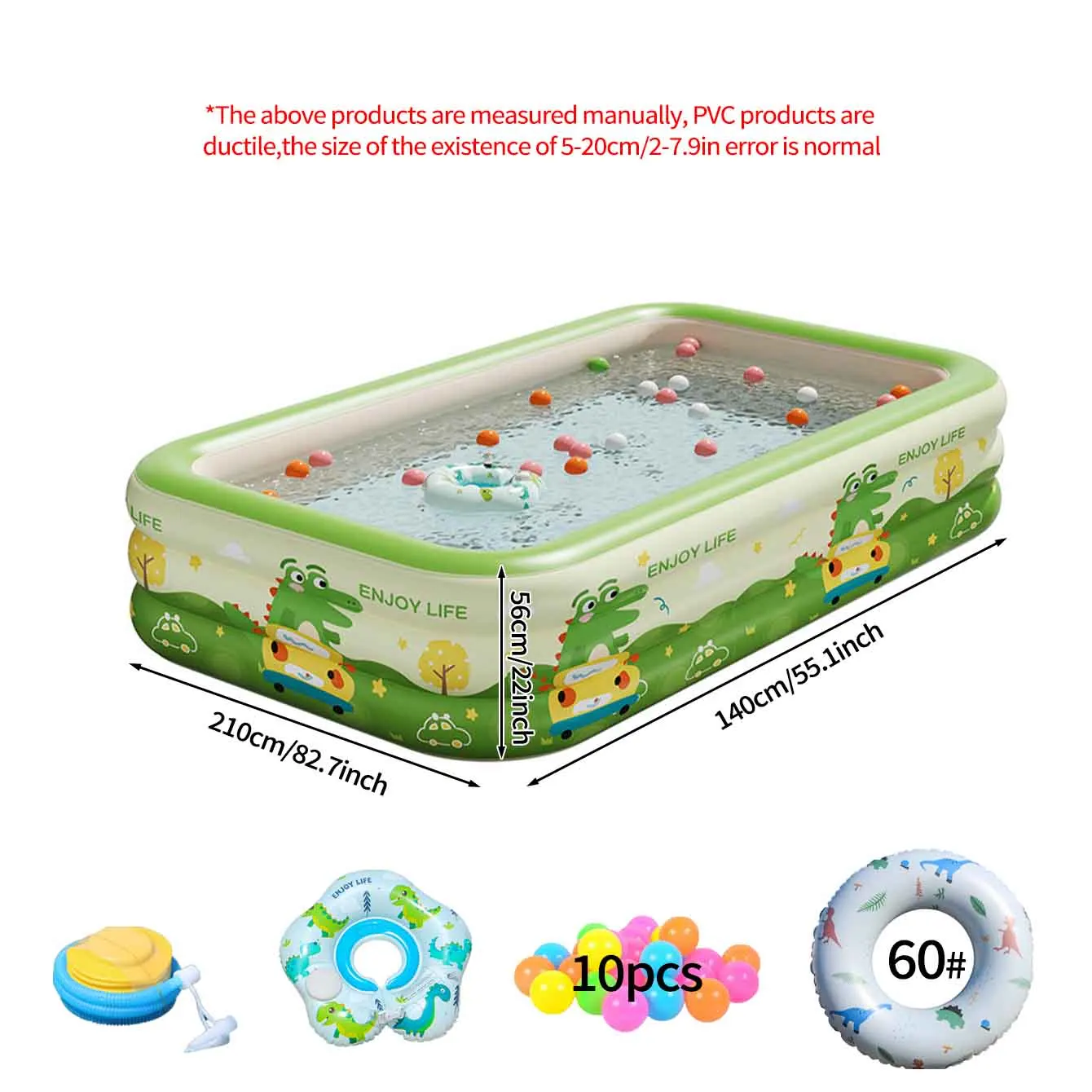 (conjunto De 2,1 Metros) 1 Piscina Inflável, Retangular, Em Pvc, Para Uso Externo.