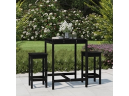 Vidaxl 3 Pcs Conjunto De Bar Para Jardim Pinho Maciço Preto