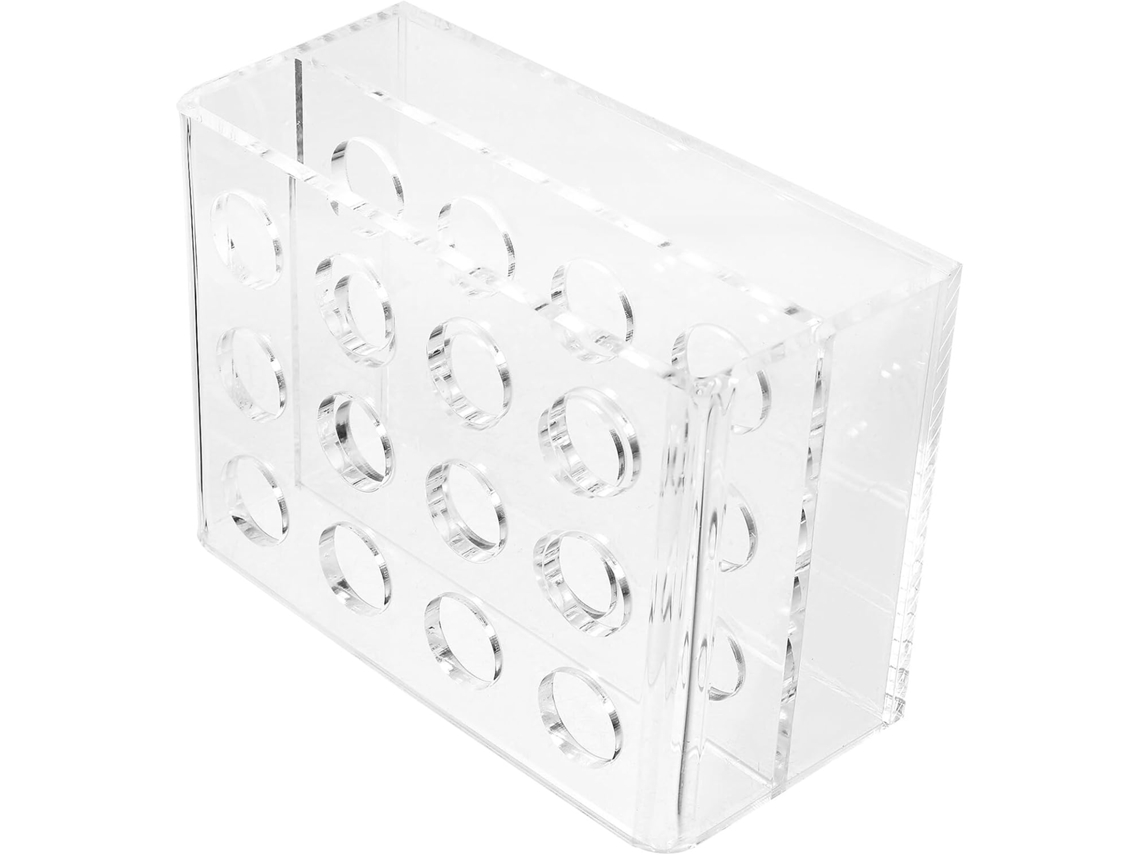 Porta Caneta Transparente Em Acrílico Com Compartimentos, Compacto E Versátil