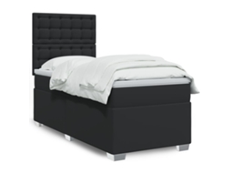 Vidaxl Cama Com Molas/colchão 90x200 Cm Couro Artificial Preto