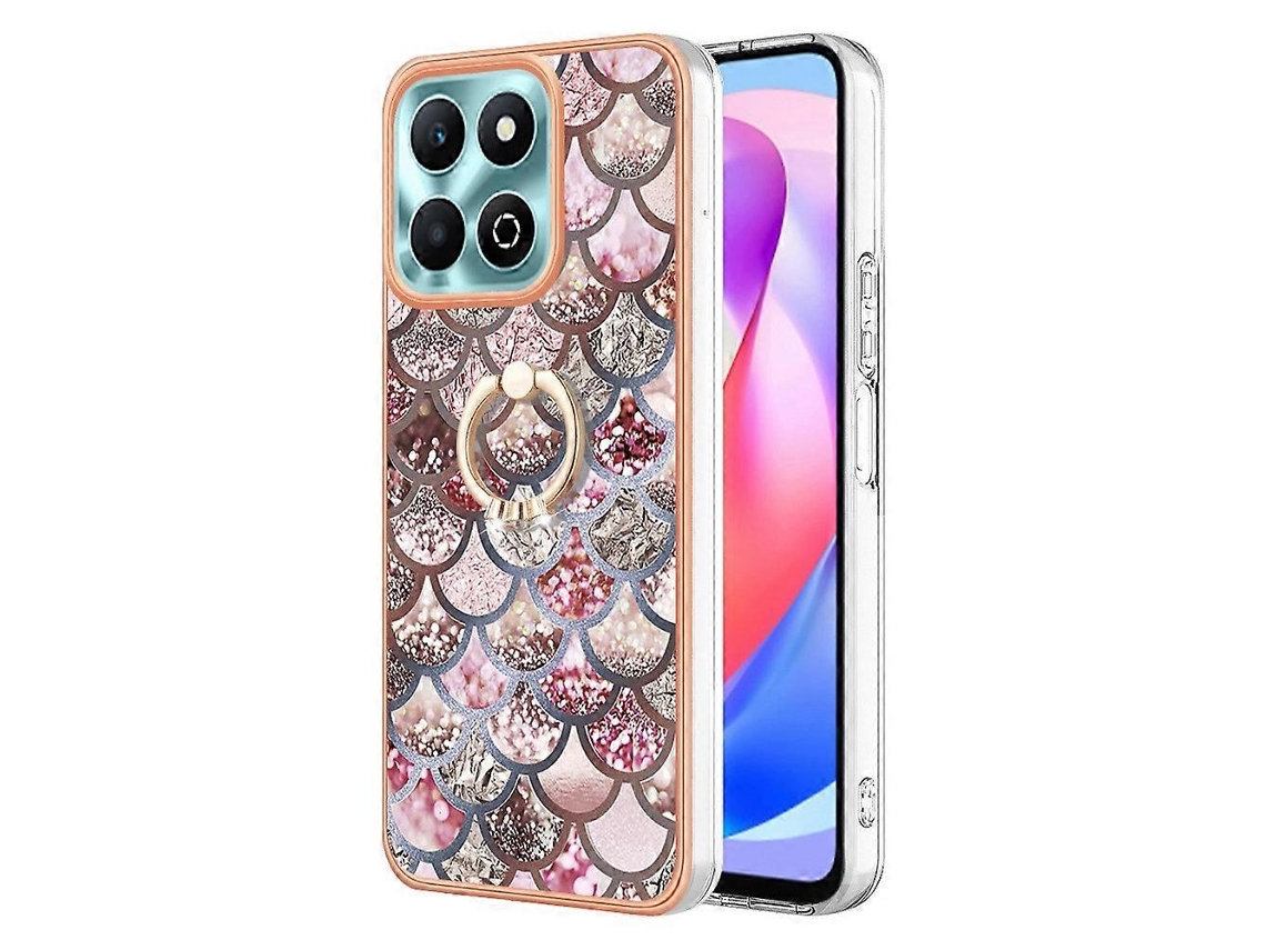 Capa Imd Tpu Resistente A Impactos Com Padrão De Galvanoplastia E Suporte De Anel Com Strass Para Honor X9b
