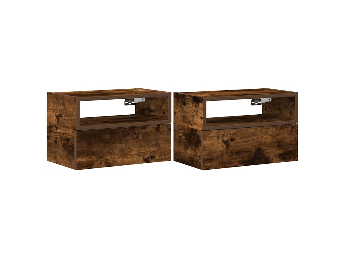 Conjunto 2 Armário De Cabeceira Montagem Na Parede Vidaxl Marrom Derivados De Madeira (45 X 26 X 28.5 Cm)