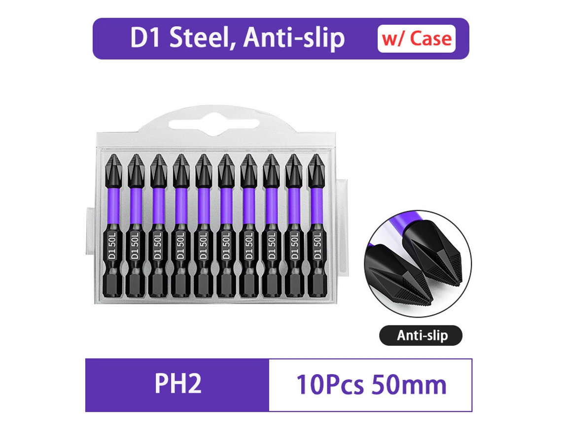 Conjunto De Bits Ph2 Antiderrapantes Aprimorados Para Parafusadeira Impacto, Magnéticos Phillips Chave Fenda E Furadeira. -aquaforge