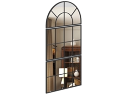 Miroir Mural Arqué Miroir Mural En Forme De Fenêtre Ensemble De 3 Pièces Cadre En Métal 76 X 43 Cm Noir