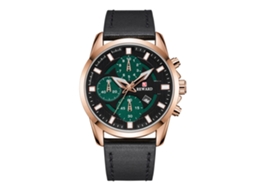 Relógio masculino de quartzo com pulseira de couro, calendário, resistente à água e luminoso (verde e rosa)