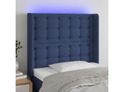 Vidaxl Cabeceira De Cama C/ Luzes Led Tecido 93x16x118/128 Cm Azul