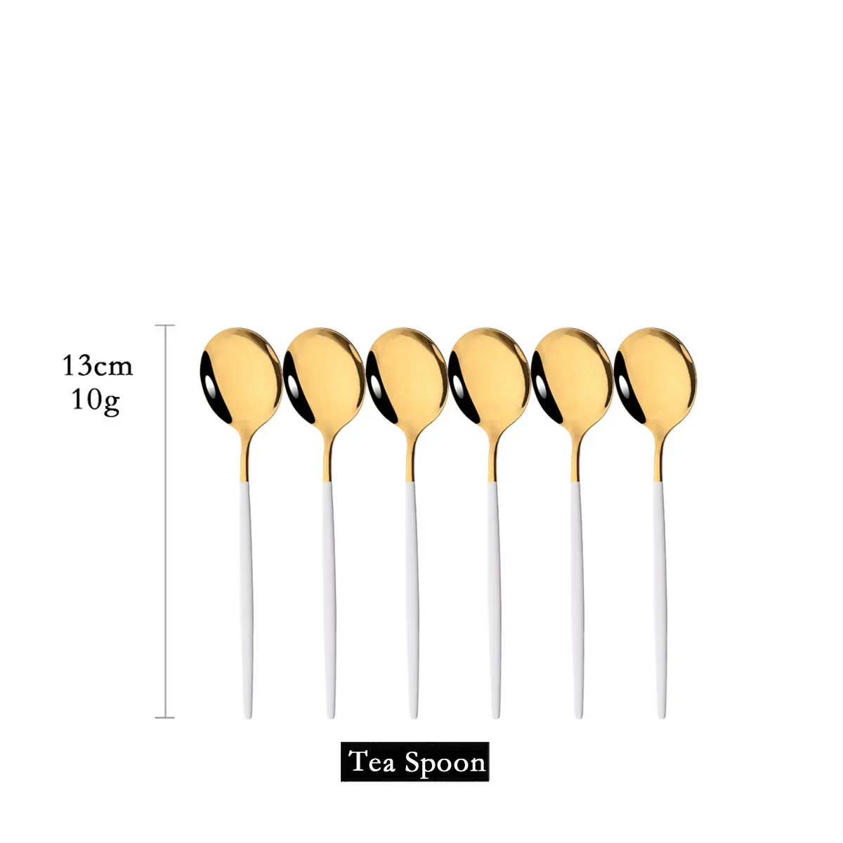 Colher de Chá, Aço Inoxidável, Utensílios de Cozinha MDUG (ouro Branco, 6pcs)