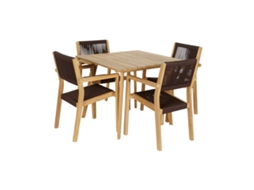 Conjunto de Mesa com 4 Cadeiras Dkd Home Decor 90 X 90 X 75 Cm Teca Corda