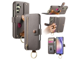 Capa Panoona Para Samsung Galaxy S24 Plus , Com Fivela De Anel Para Pulseiraem Couro Cinza