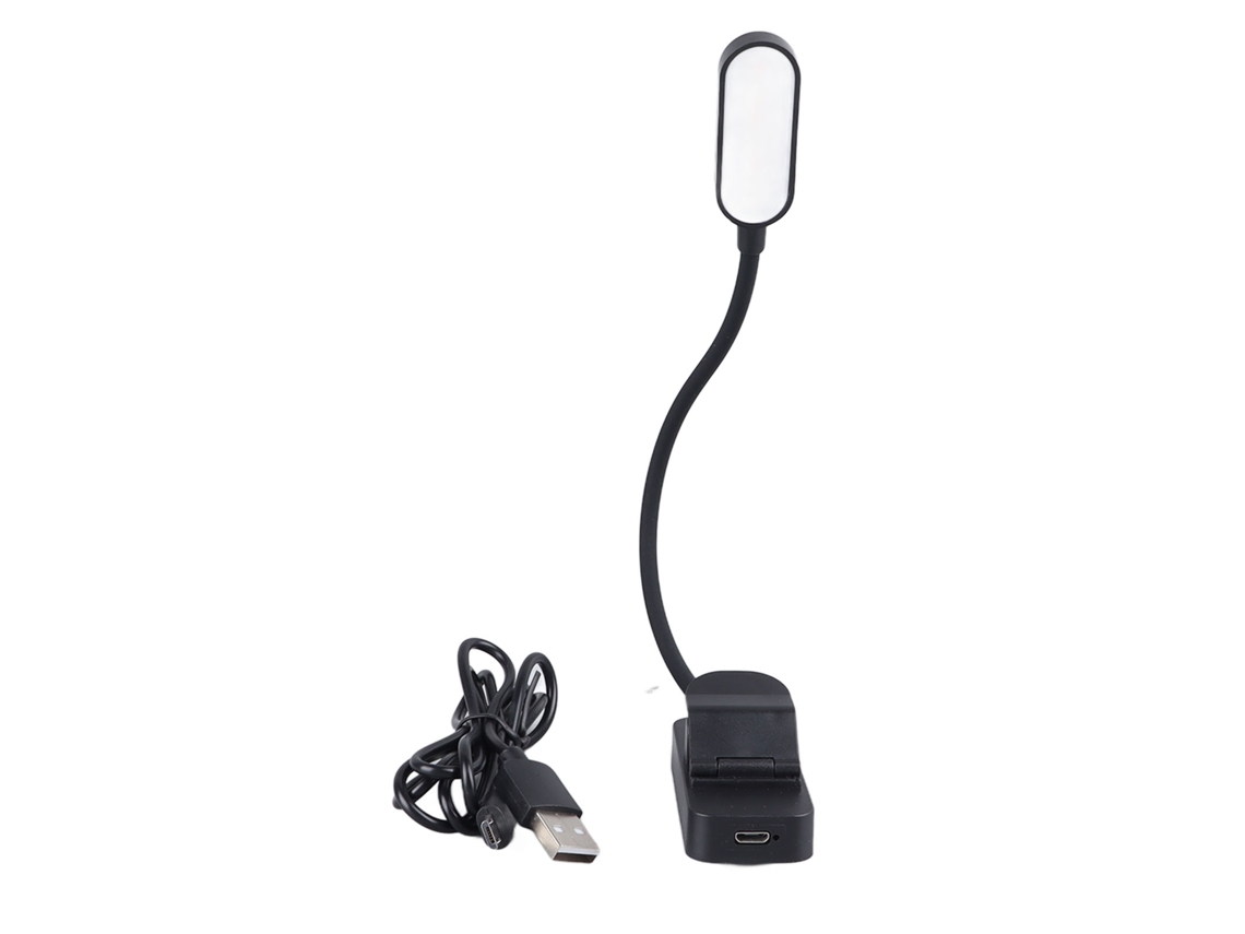 Luz de Leitura Clip On Pequena Leve com 4 Modos de Luz e Silicone Ajustável para Estudo