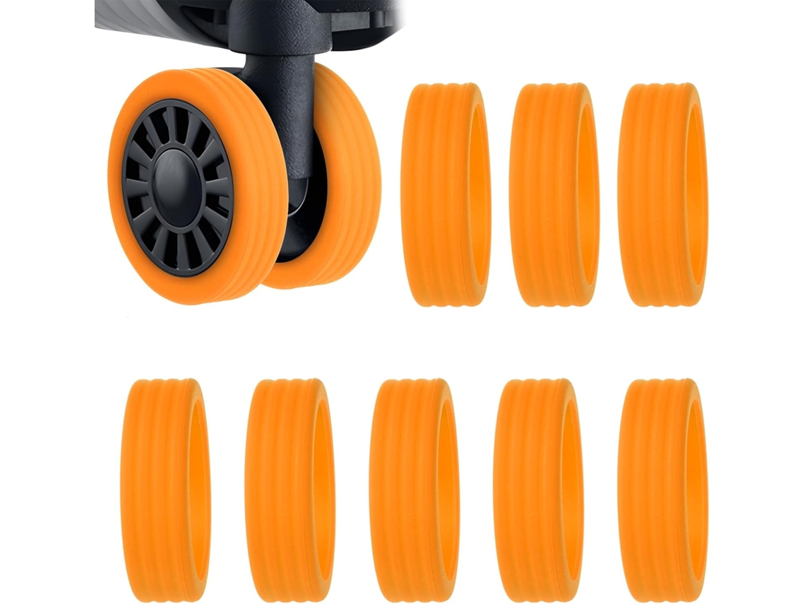 Conjunto de 8 protetores de rodas em silicone laranja BRILVIBERA