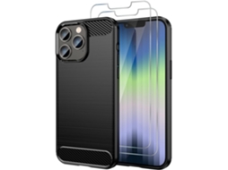 Capa Fibra Proteção Protetores para iPhone 14 Max HONGWE. Textura Macia Resistente Preto