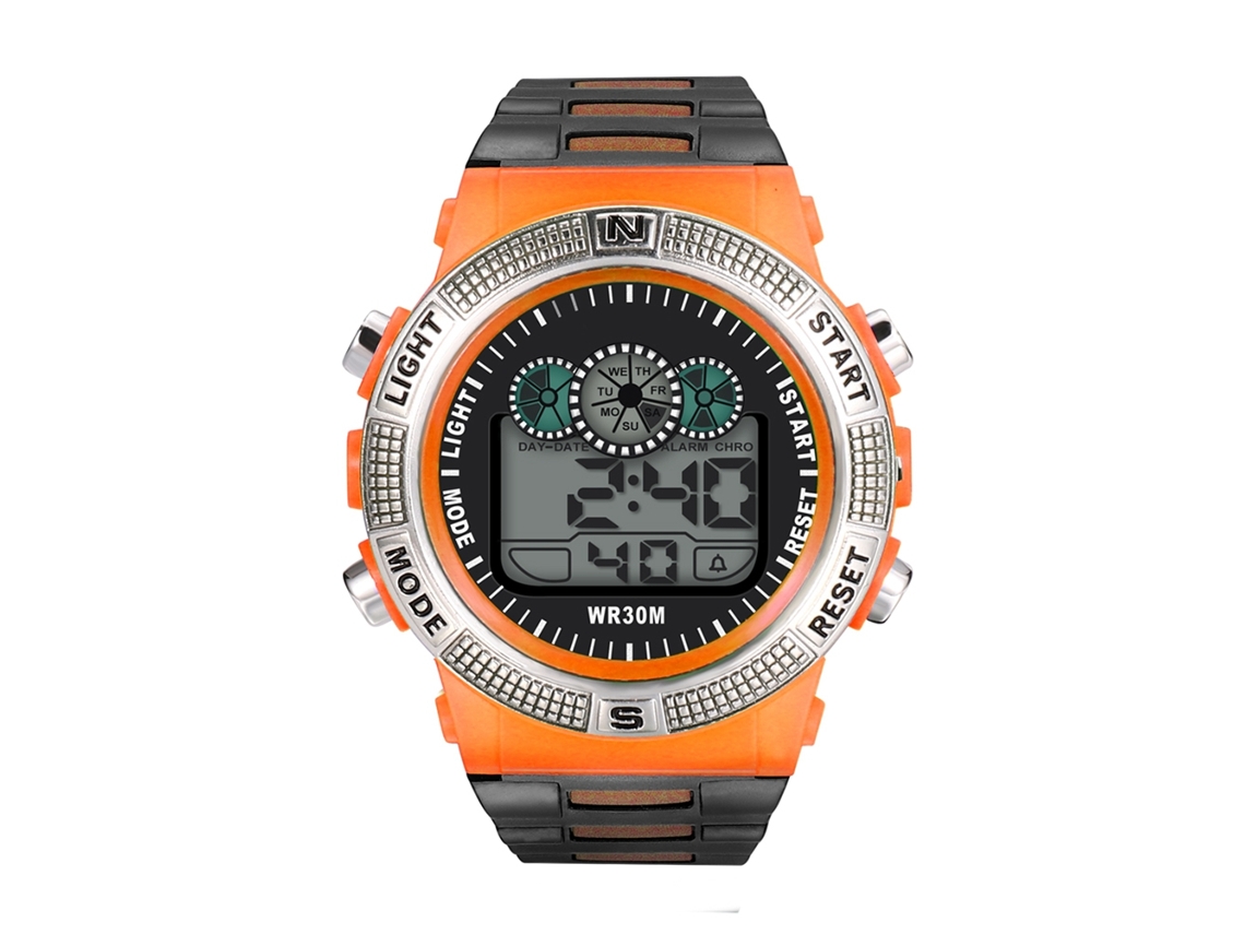 Reloj Digital Electrónico Infantil De Cuero Pvc Moda Niños (naranja)