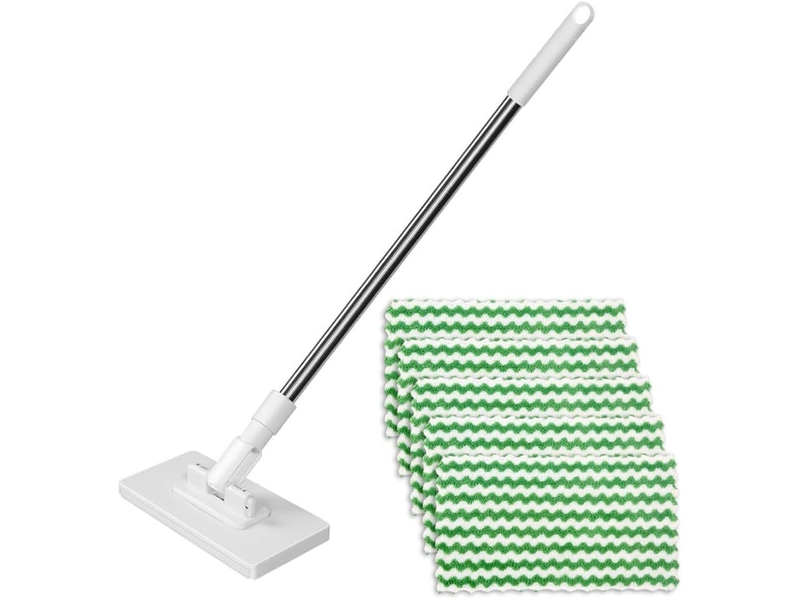 Mop De Microfibra Lavável E Reutilizável, Para Limpeza A Seco E Úmido, Com Cabo De 99cm 39 Polegadas, Ideal Para Pisos