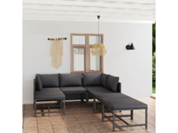 Vidaxl 7 Pcs Conjunto Lounge De Jardim C/ Almofadões Vime Pe Cinzento