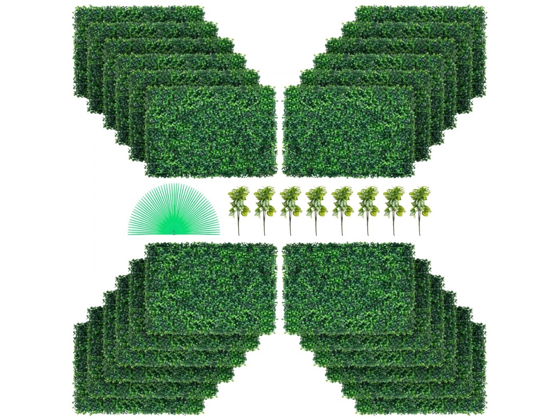 Jardim Vertical Artificial 6m² Com 24 Painéis Em Pe, Proteção Uv, Fácil Montagem Tekmaquinas