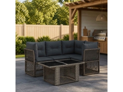 Vidaxl Conjunto De Sofá De Jardim 5 Unid. Cinzento Vime Pe