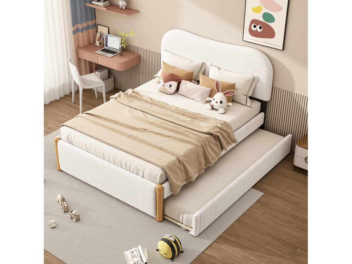 Cama 140x200cm Poltrona Leito Extraível Design Minimalista Branca
