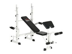 Banco De Treino Com Leg Press,suporte Para Halteres E Apoio Para Braços-preto E Branco
