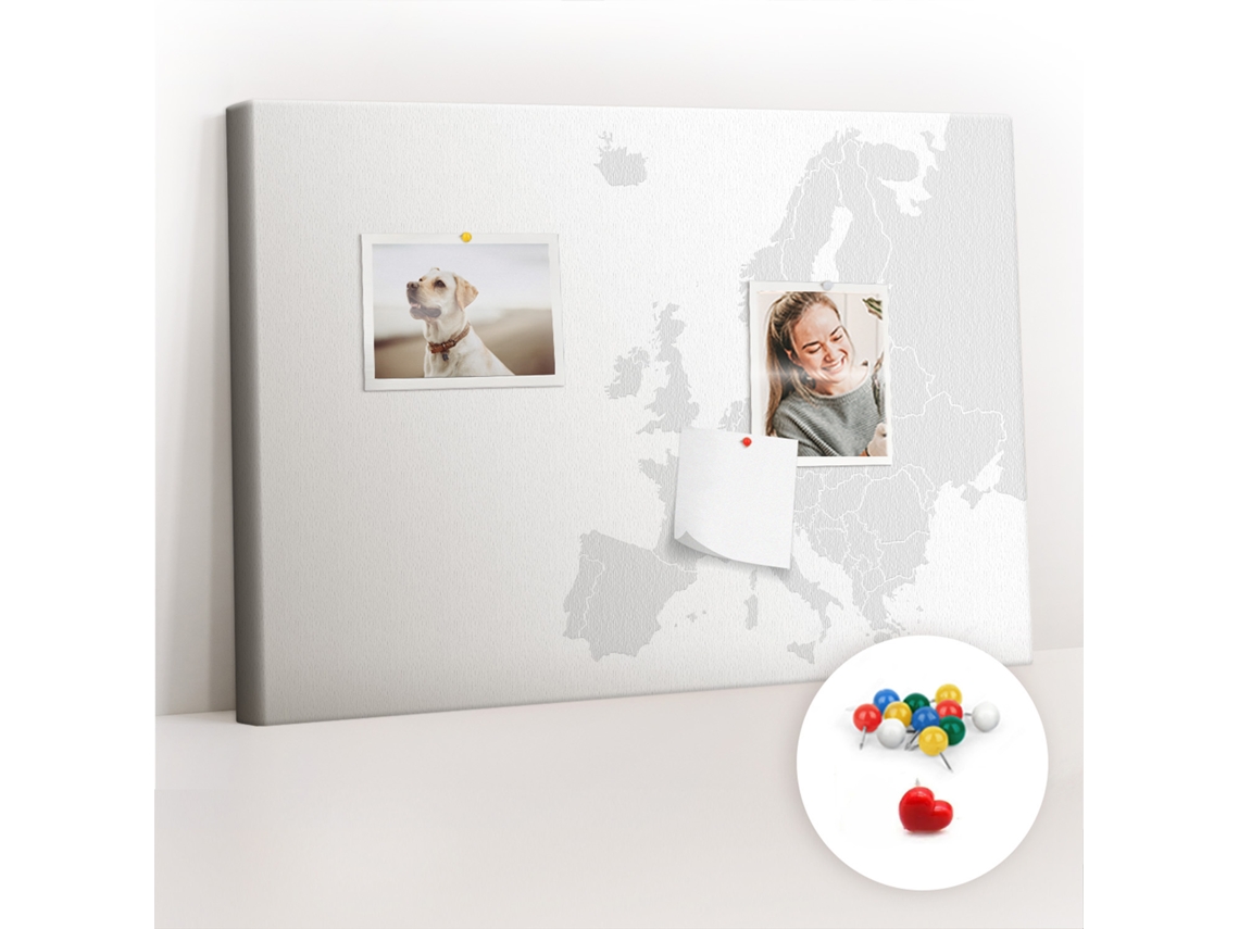 Painel De Cortiça Para Parede Mapa Da Europa Para A Sala De Estar Espelharte (60x40 Cm)
