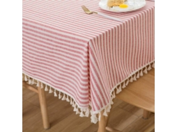 Lurelia Toalha De Mesa Quadrada Algodão Linho Bege 140 Cm Lavável Borlas