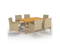 7 Pcs Conjunto De Jantar Para Jardim Bege Dkd Home Decor