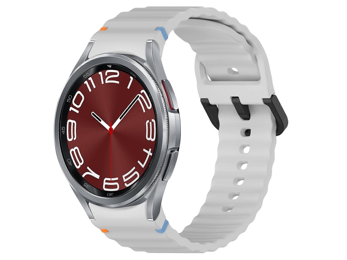 Pulseira De Silicone Preta Com Fivela E Textura Ondulada.