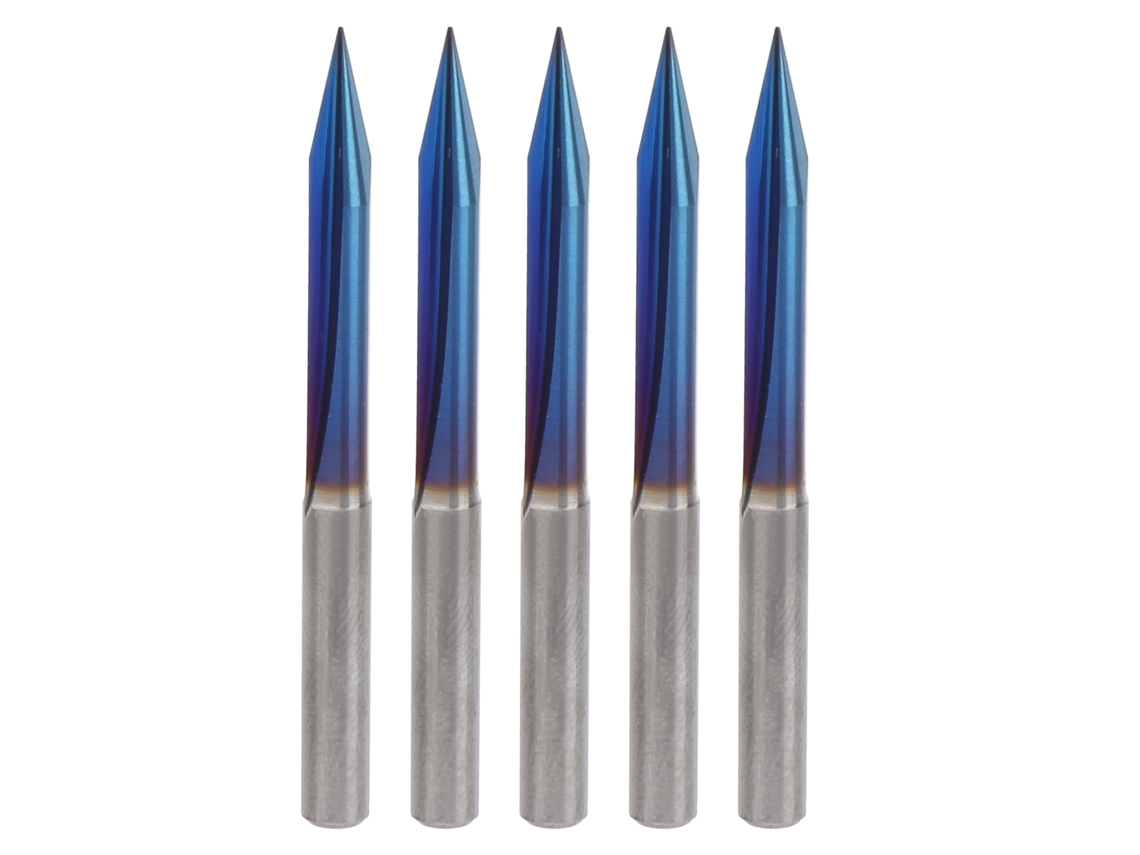 5 Peças De Brocas De Gravura Em V Com 2 Canais Estantes Retos Broca De Tungstênio Aço Cabo 4mm 4x0.3x30mm Azul