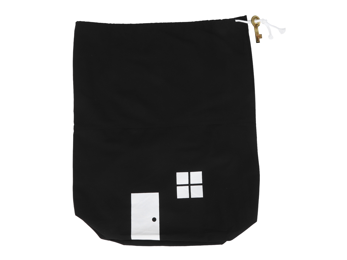 Saco de armazenamento em lona com cordão de fecho forma de casa para brinquedos roupas sapatos preto S/MARCA