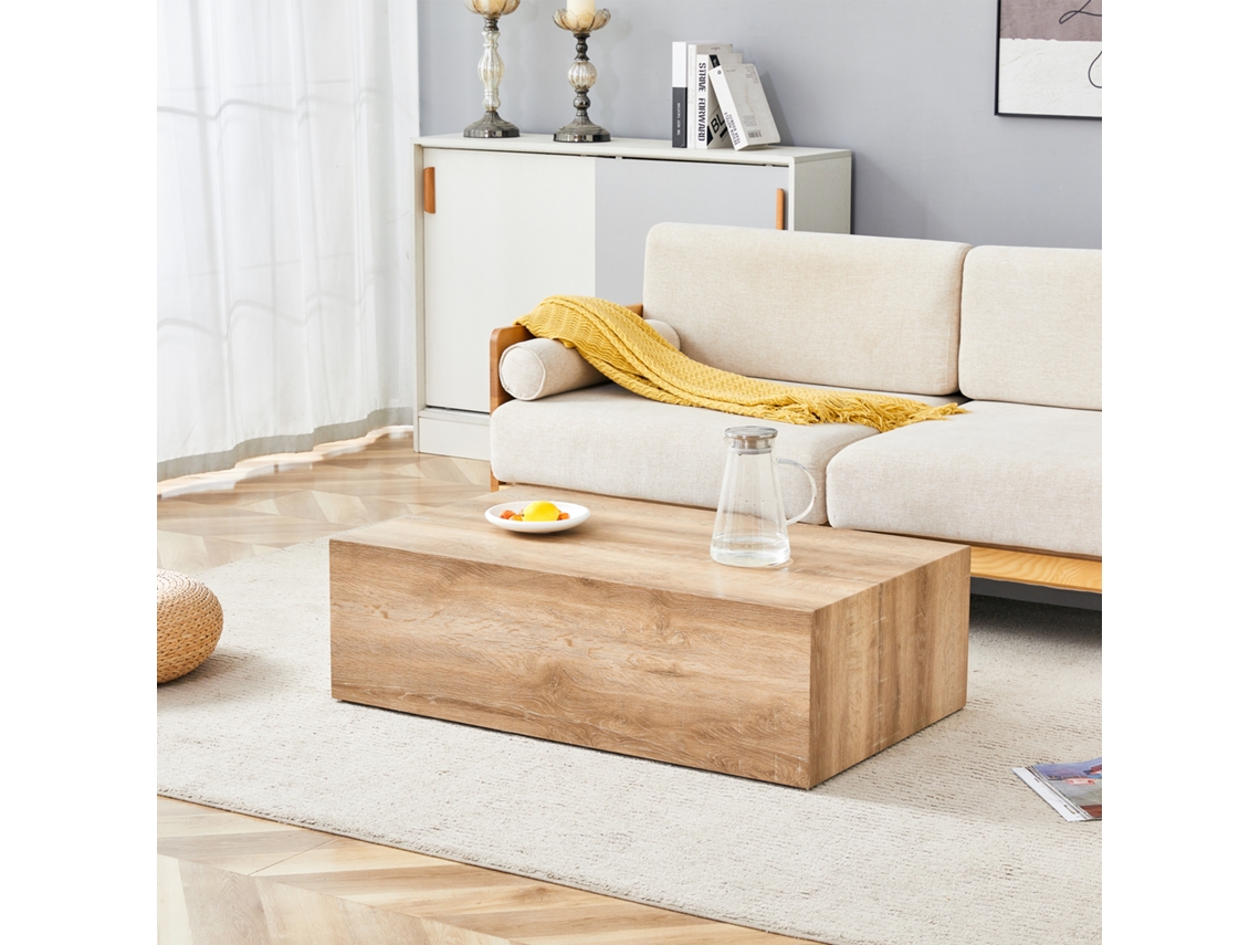 Mesa Centro Retangular Madeira Clara Mdf 90x50x30cm