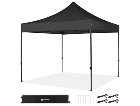 Tenda De Jardim 3x3m Preta  Abrigo Elegante, Modular E Resistente Às Intempéries Vonroc