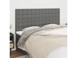 Vidaxl Cabeceira Cinza Escuro 200x5x118/128 Cm Tecido
