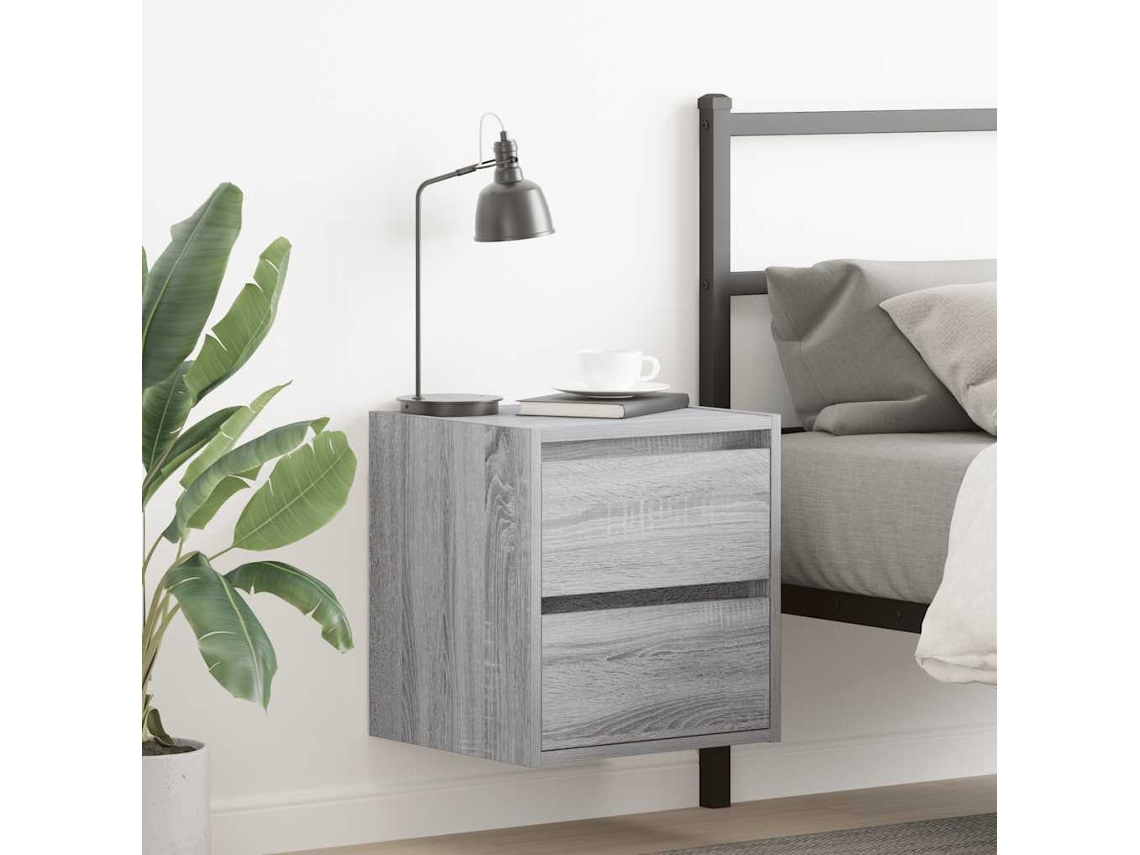 Vidaxl Mesas De Cabeceira De Parede 2 Pcs 38x34x40 Cm Cinzento Sonoma