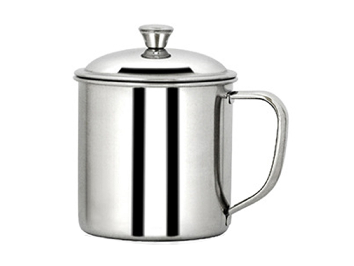 Copo Portátil 304 Extra Grosso Aço Inoxidável Com Tampa Caneca Para Uso Comercial Doméstico S 9x11,5 Cm / 3,5x4,5 Pol