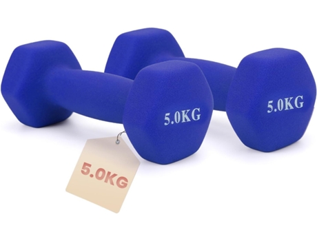 Halteres de Neoprene 2 X 5KG, Pesos Revestidos de Vinil, Ideal Para Treino Fitness, Mulheres, Yoga, Pilates e Exercícios Em Casa.