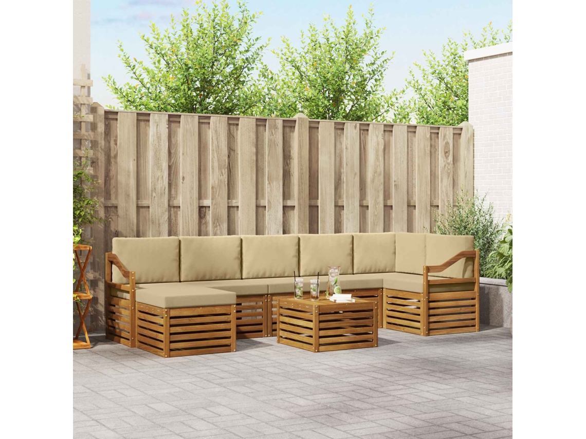 Vidaxl Conjunto De Sofás Para Exterior 8 Unid. Natural E Bege