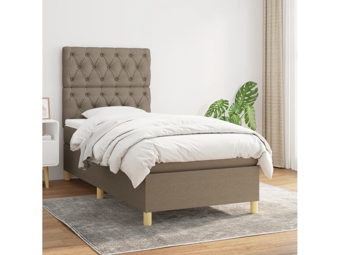 Vidaxl Cama Com Molas/colchão 80x200 Cm Tecido Castanho-acinzentado