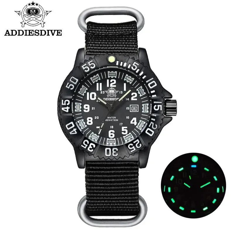 Relógio de Pulso Masculino Elegante, Resistente À Água Até 50 Metros, Luminoso, com Mecanismo de Quartzo. MDUG (pulseira de Nylon Preta)